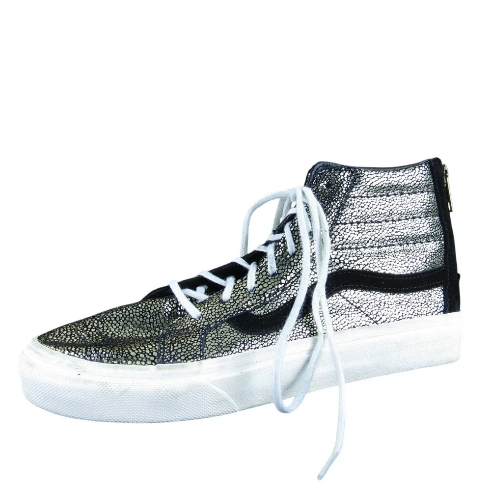 VANS Women SK8-Hi Slim Sneaker Gold Leather Sz‎ 7 Medium Gently Used 2025